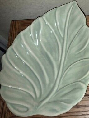 Royal Haeger Leaf Dish Platter Plate Vintage Mid Century Modern Green